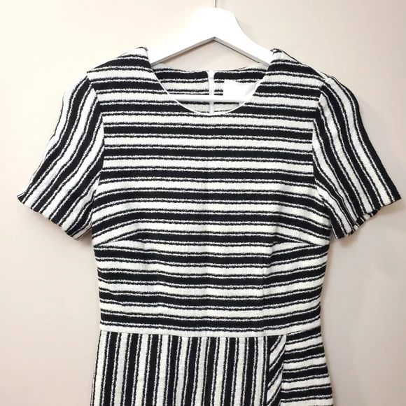 Hugo Boss - Haripela Black and White Striped Sheath Dress - Size 4 - Picture 8 of 9
